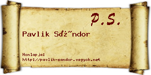 Pavlik Sándor névjegykártya