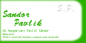sandor pavlik business card
