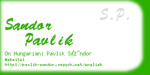 sandor pavlik business card